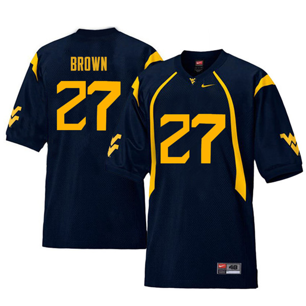 NCAA Men's E.J. Brown West Virginia Mountaineers Navy #27 Nike Stitched Football College Retro Authentic Jersey OK23G58WA